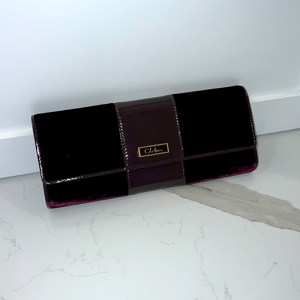 Cole Haan Burgundy velvet clutch NWT